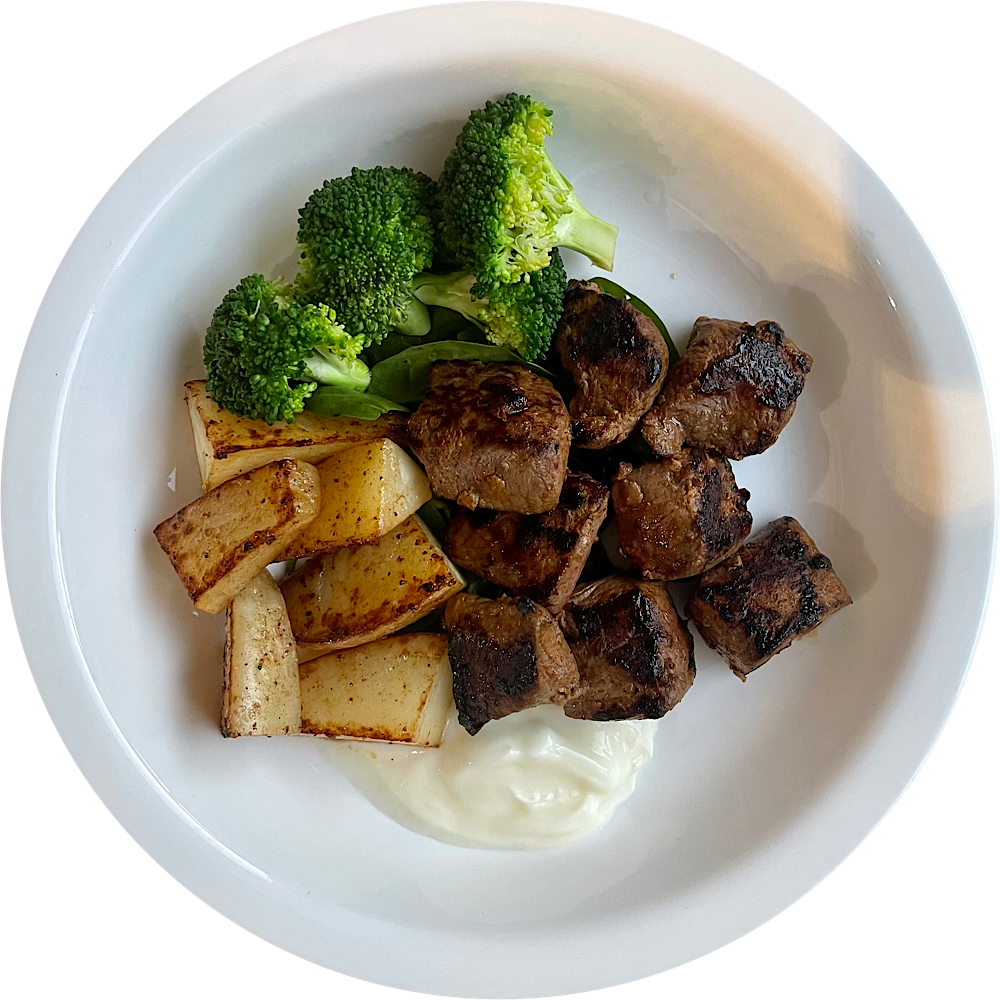 LAMB SHEESH with POTATO & BROCCOLI