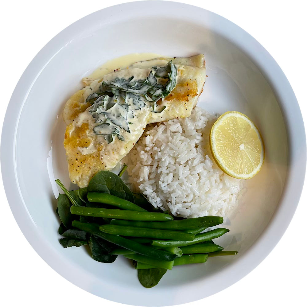 GRILLED FISH with CREAMY LEMON SAUCE