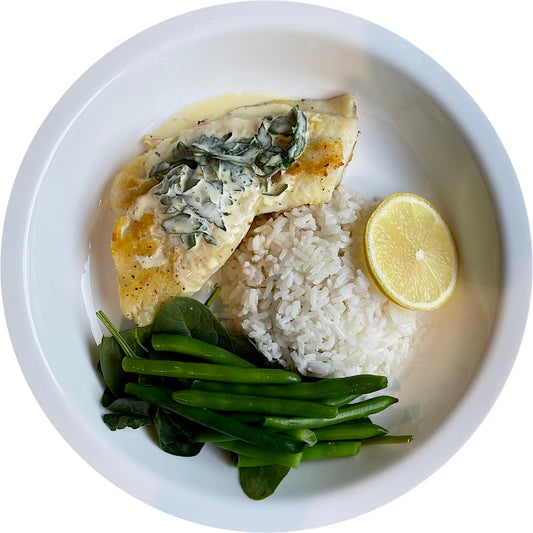 GRILLED FISH with CREAMY LEMON SAUCE