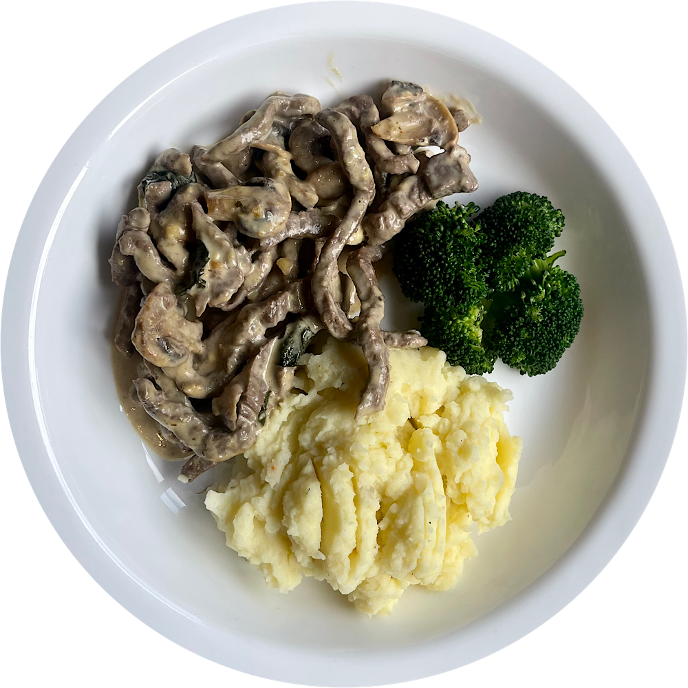 BEEF STROGANOFF & MASH