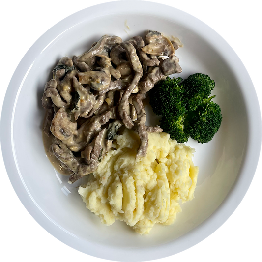 BEEF STROGANOFF & MASH