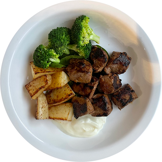 LAMB SHEESH with POTATO & BROCCOLI